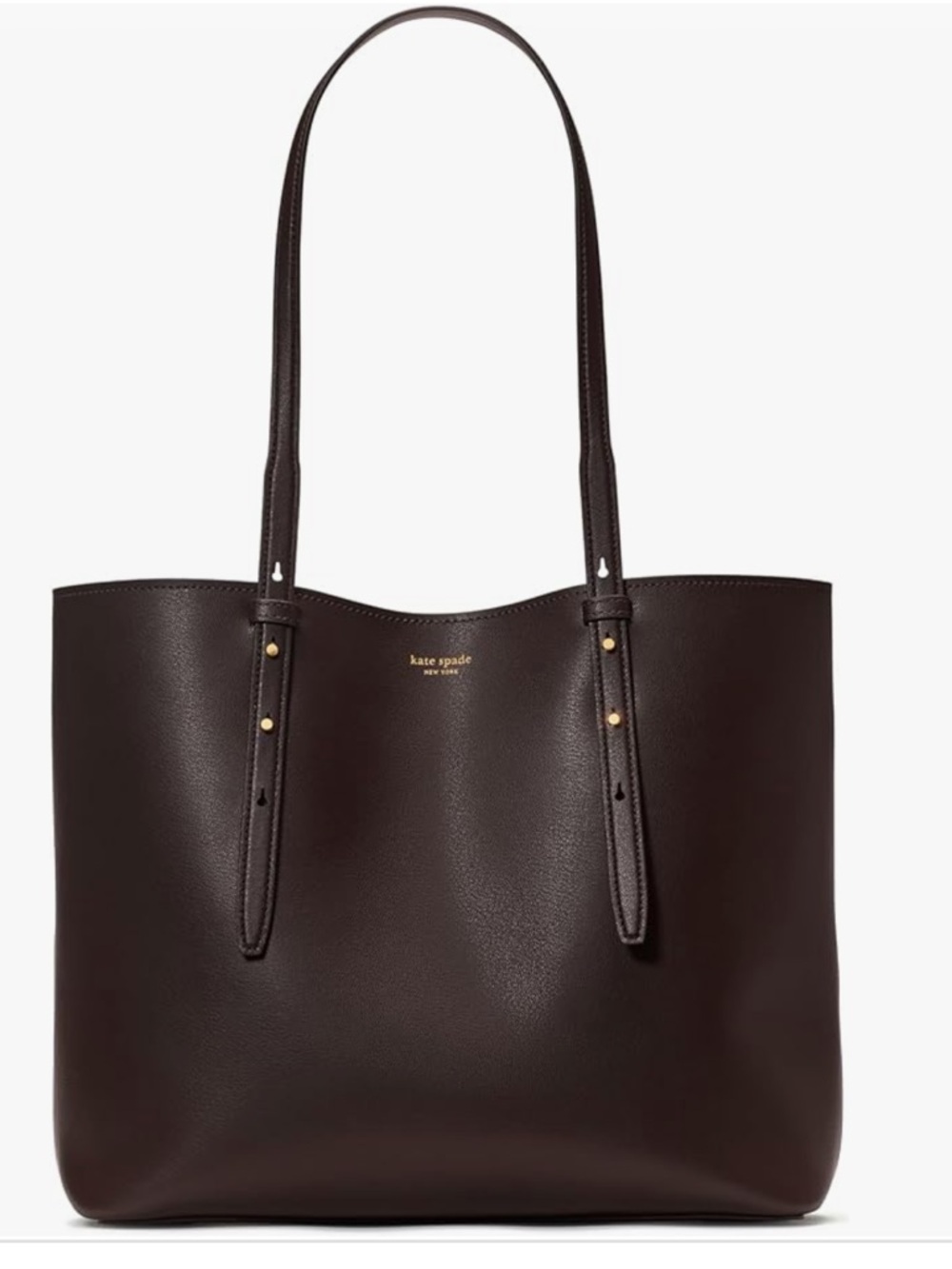 kate spade Chocolate Brown Leather Tote with Gold Accents